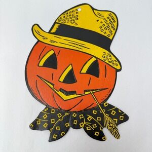 H.E.‎ Luhrs Halloween Die Cut Scarecrow Decoration Jack-O-Lantern Embossed